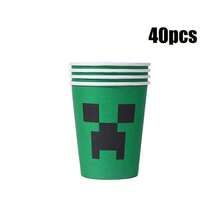 10/20/40/60 件，像素矿工游戏一次性 9 盎司纸杯用品，像素风格卡通主题派对装饰用品，适用于露营野餐、花园烧烤、婚礼、生日派对和特殊主题派对、节日庆祝用品 - 彩色 - 查看 9