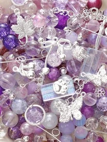 50克/包混合玻璃珠银色金属饰品隔珠适用于珠宝制作DIY手链项链脚链特殊手工工艺用品 - 混款珠銀色配件 - 查看 12