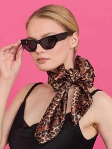 1pc Women's 90x90CM Leopard Print Patterned Satin Square Scarf/Bandana, Fashion Accessory For Spring/Summer For Dress - 03-coffee - View 7