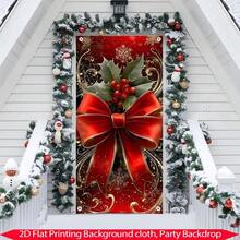 1 Pancarta plana de Navidad para puerta, 1 Decoración colgante de puerta de Navidad, Decoración de puerta interior/principal, Pancarta de Año Nuevo, Cortina de puerta de Navidad con renos, Decoración de cortina de puerta para fiesta, Fibra de poliuretano resistente, Sin necesidad de electricidad, Con orificios para colgar fácilmente