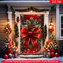 1 Pancarta plana de Navidad para puerta, 1 Decoración colgante de puerta de Navidad, Decoración de puerta interior/principal, Pancarta de Año Nuevo, Cortina de puerta de Navidad con renos, Decoración de cortina de puerta para fiesta, Fibra de poliuretano resistente, Sin necesidad de electricidad, Con orificios para colgar fácilmente