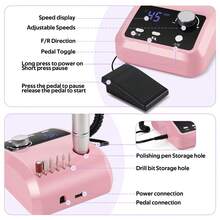 45000RPM Electric Nail Drill Professional Manicure Machine Nail Sander Set With Nail Drill Bit Portable Salon Polisher Equipment - 美規A型插(110-127V) - 查看 5