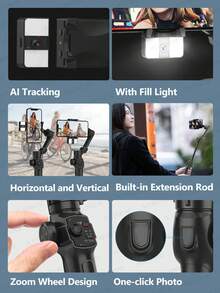 AXNEN 3-Axis Smartphone Gimbal Stabilizer With Extendable Pole, Foldable And Portable, Suitable For Android Smartphones, For Vlogging And Live Streaming - Multicolor - View 4