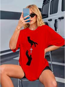 Camiseta Basica Mãos Na Cruz Quebrada Premiun Uniseex dtf Ref-3661