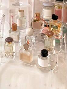 1pc Acrylic Ladder Display Stand, 3-Tier Trapezoidal Display Stand, Home Storage Display Stand Jewelry Cosmetics Display Stand, Multi-Layer Organizer Transparent Display Stand Cake Stand Perfume Rack