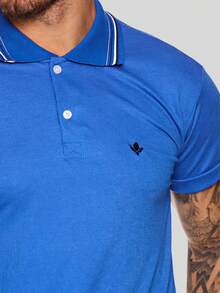 MEN'S POLO COLLAR SHIRT CASUAL BUTTON SLIM T-SHIRT PROMOTION - Royal Blue - View 3