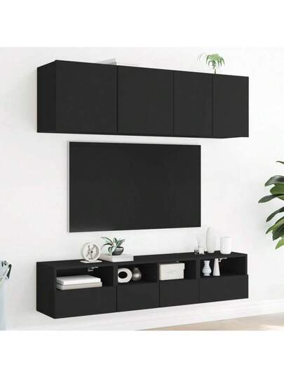 VidaXL TV Wand Units Pcs 40x30x30 Cm Processed Wood Zwart view 4