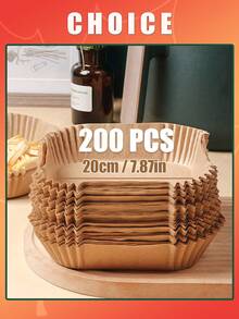 200/100 Pieces 8"/6.3" Disposable Air Fryer Mat, Square/Round Air Fryer Paper Liners, Paper Bowl For Basket, Baking Tray, Oven Accessories, Cooking Tools, Kitchen Utensils, Kitchen Accessories