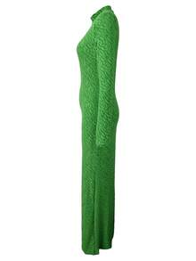 High Elastic Round Collar Long Sleeve Velvet Long Slim Sexy Women Dress Autumn Outfit Christmas Dress Fall Outfits Women