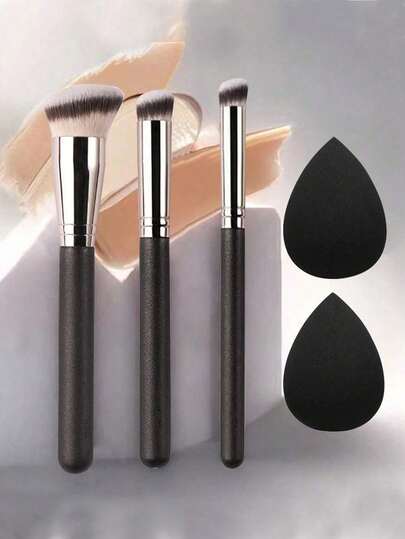 1支男女通用时尚珠光手柄柔软密实刷毛遮瑕刷，适用于遮瑕、修容、晕染粉状、膏状、液状彩妆，赠品