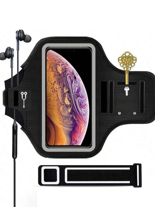 Armband für iPhone 16 Pro Max/16 Plus/15 Pro Max/15 Plus/ 14 Pro Max/14 Plus/13 Pro Max/12 Pro Max/11 Pro Max/Xs Max, schweißfeste Lauftragetasche mit Schlüsselhalter und Kartenfach