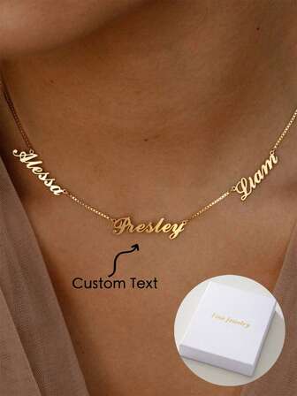 A Neutral Style Fashion Luxury Custom A Variety Of Brand-Name Pendant Box Chain Necklace, Stainless Steel Couple Necklace, Family Necklace, Suitable For Daily Holiday Anniversaries To Give Family, Friends And Lovers Commemorative Gifts.