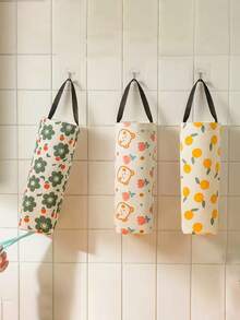1pc Wall-Mounted Plastic Bag Dispenser Storage Rack, Garbage Bag/Storage Bag Holder, Kitchen Plastic Bag Organizer Hanging Bag, Multi-Functional Garbage Bag/Storage Bag, Floral & Fruit Pattern Wall-Mounted Versatile Garbage Bag Storage Hanging Bag, Suitable For Home, Kitchen, Summer Beach Party, Food, Camping, Storage, Room Decor, Kitchen Accessories - Multicolor - View 2