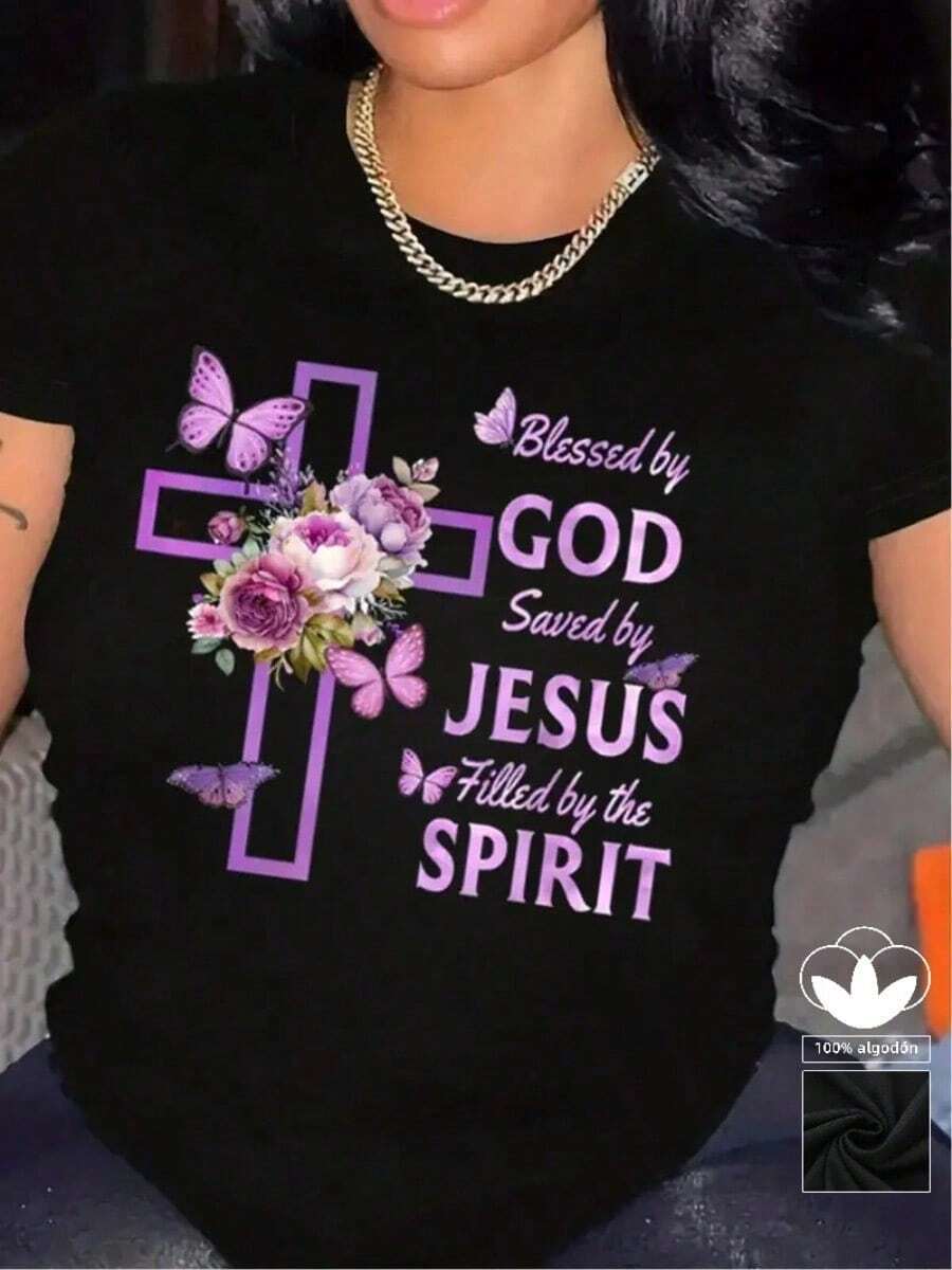 Camiseta Casual Mujer - Algodón 100% Suave, Estampado Moderno, Ideal para Todo Momento Liso Casual Ninguno Diario - Negro - Ver 1