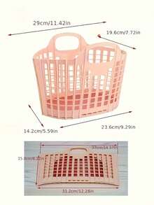 1PC/2PCS便携式淋浴篮，可折叠手提篮，玩具收纳篮，衣物收纳篮，浴室收纳篮，脏衣篮 - 彩色 - 查看 7