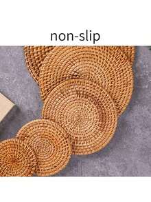 1pc Rattan Trivets For Hot Pots And Pans, Rattan Drink Coasters, Exotic Handmade Artisan Teapot Coasters, Creative Gift,Suitable For Halloween Holiday Coasters And Placemats, As Well As Christmas Kitchen Coasters And Placemats. - Brown - View 5
