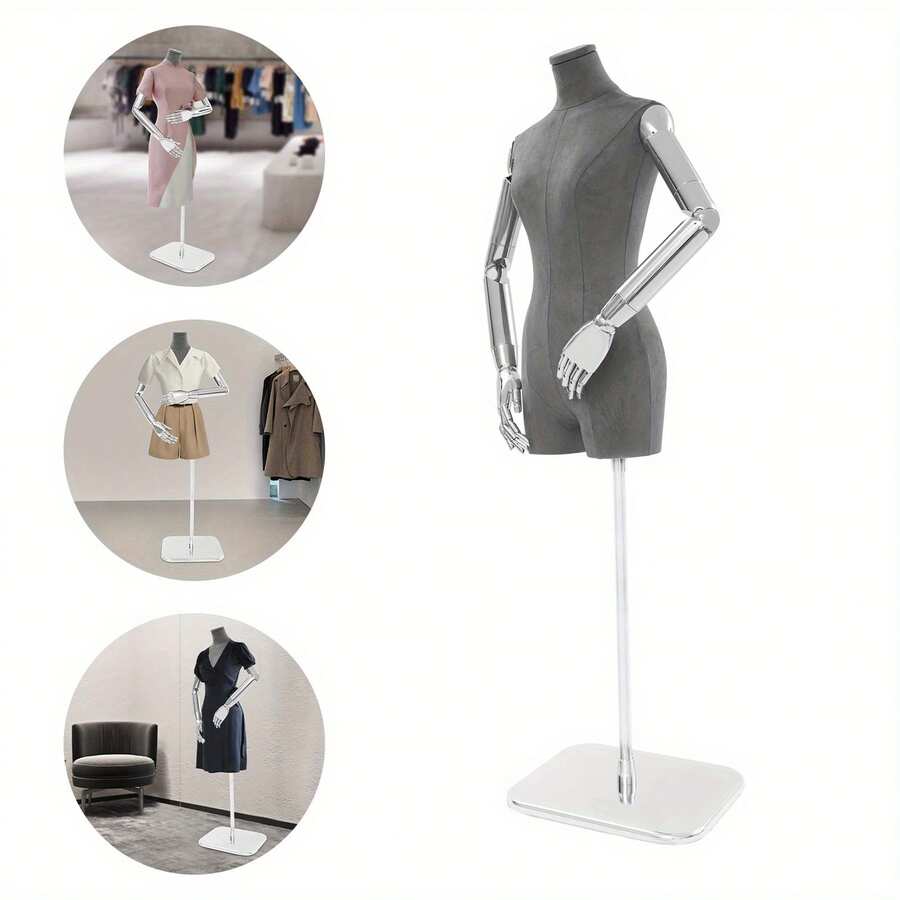 YUNRUX Female Tailor's Dummy Display, Props For Displaying Female Dresses In Clothing Store, Height-Adjustable Dress Form - Grey - View 1