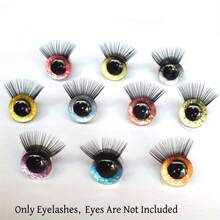 10/20pcs Black False Eyelashes, Suitable For Doll Making, Eye Makeup Accessories, Craft Making, Plastic Crochet False Eyelashes, Applicable For Amigurumi Dolls, Teddy Bears, Animal Making (Excluding Eyes) - Black - View 1