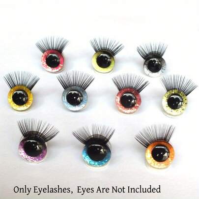 10/20pcs Black Eyelashes For Doll Making Eye Make Up Accessories Crafts Eyelashes Plastic Stuffed Crochet Eye Lashes For Amigurumi Puppet Teddy Bear Animal Making(Eyes Not Included)