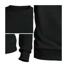 Warm And Soft 100% Cotton Sweatshirt - 黑色 - 查看 2