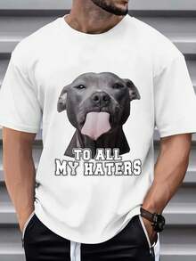 Maglietta da uomo con stampa di cani, casual, a maniche corte, girocollo, in misto cotone, abbigliamento da esterno per adulti, donne, adolescenti e giovani