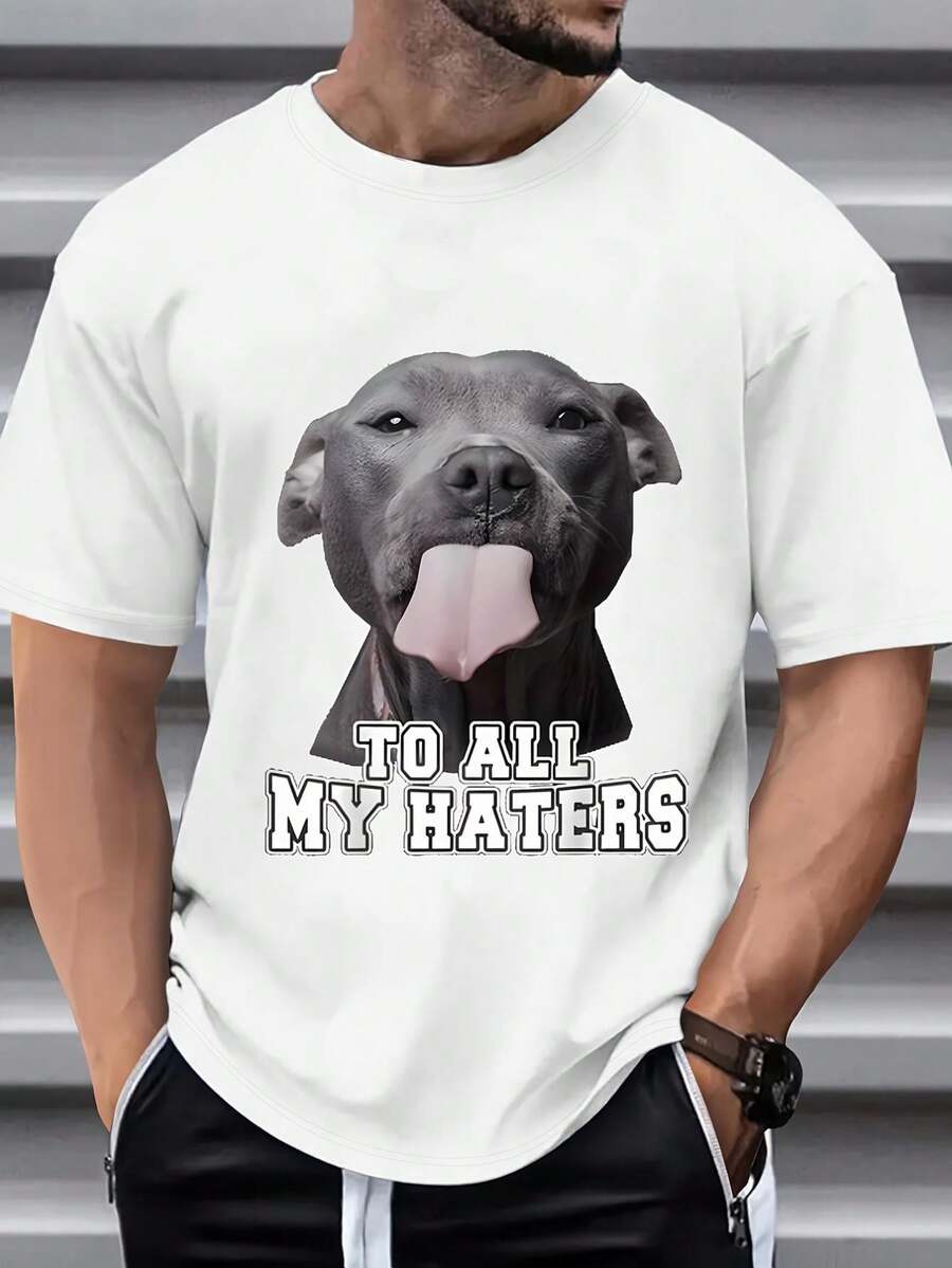 Maglietta da uomo con stampa di cani, casual, a maniche corte, girocollo, in misto cotone, abbigliamento da esterno per adulti, donne, adolescenti e giovani