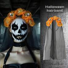 A Halloween Simulated Flower Veil Headband, Black Veil Dress, Day Of The Dead Flower Headdress, Party Horror Headdress Accessories,Fall,Hair,Hair Accessories,Hair Accessories For Women,Travel,Hair Accessories,Accessories Women,Hair Accessory,Hair Accessories Women,Hair Tools,Hair Stuff,Stuff,Beauty Accessories,Gifts,Travel,Gifts For Women,Hair Stuff,Stocking Stuffers