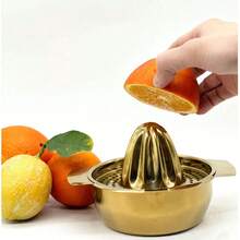 MiLaiWP 1pc Golden Stainless Steel Manual Juicer, Handheld Fruit Lemon Orange Squeezer Press, Compact Portable Design