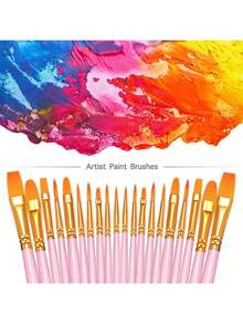 Paint Brushes Set, 10 Pcs Paint Brushes For Acrylic Painting, Oil Watercolor Acrylic Paint Brush, Artist Paintbrushes For Body Face Rock Canvas, Kids Adult Drawing Arts Crafts Supplies, Blush - Multicolor - View 8
