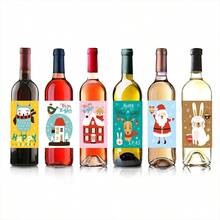 8/18pcs Festive Christmas Wine Bottle Labels - Merry Christmas! - Holiday Decoration Stickers, No Electricity Needed, Featherless Paper Material For Event & Family Party Decor, Christmas Table Decorations, Perfect For Holiday Parties