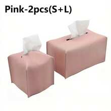 مجموعة صندوق مناديل من الجلد الصناعي (بي يو) 2 قطعة، غطاء صندوق مناديل مربع متين ومقاوم للماء وقابل للطي، حقيبة مناديل ورقية لغرفة المعيشة والمطبخ والنوم والحمام، تصميم بسيط للمكتب المنزلي والفندق وديكور السيارة