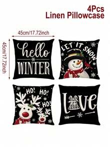 4pcs Soft Cozy Christmas Pillow Cover, Christmas Snowman Christmas Tree Design Christmas Pillowcase, Christmas Bedding, Happy Christmas Decor For Home, Christmas, Christmas Cushion Covers, Christmas Room Decoration, Home Decor, Christmas Bedding, Christmas Gifts, 2026 NewYear Decorations, Decor, Xmas Party, Christmas Ornaments