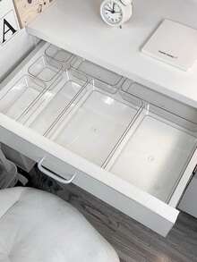 8/7/1/zestaw przezroczystych organizerów do makijażu, stojak na kosmetyki, pudełko do przechowywania akcesoriów kosmetycznych, organizer biurkowy, pudełko do przechowywania kosmetyków typu szuflada, dekoracja domu na Nowy Rok