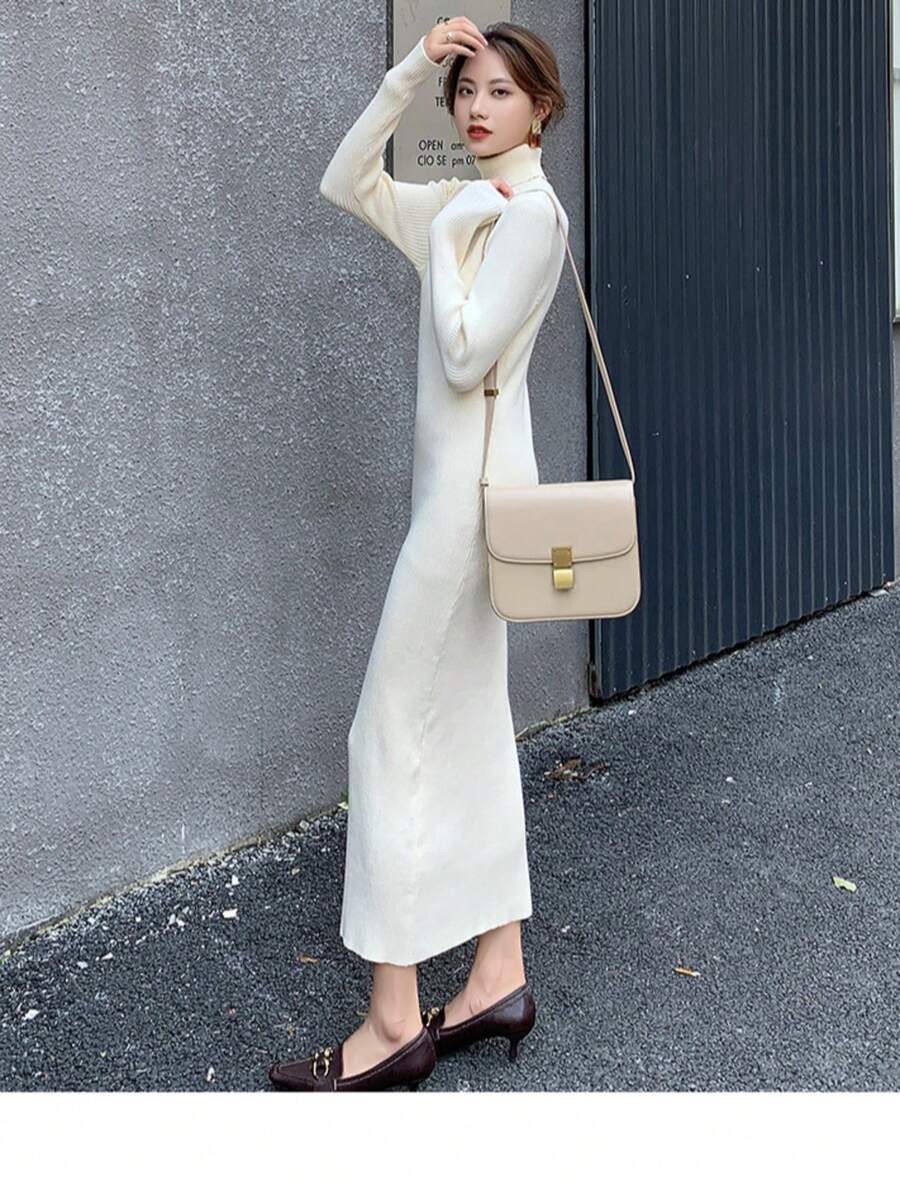 Women Sweater Dresses - Putih - View 1