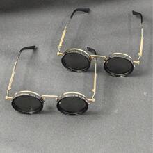 Retro einfache Kaleidoskop-Drehbrille für Partys, Steampunk-Stil mit einstellbarer Helligkeit, Metallrahmen mit grauer Linse, geeignet für Maskeraden und Modezubehör, Modebrillen mit Statement | Steampunk-Brillen | Metallrahmen-Brillen