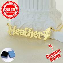 1pc S925 Sterling Silver Custom Gothic Name Necklace With Halloween Motifs - Personalized Jewelry For Friends, Goth Enthusiasts & Self - Perfect For Halloween Parties, Daily Edgy Looks & Festive Gifting Occasions