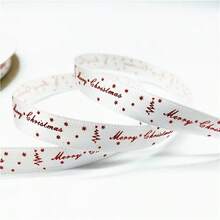 5yards 10mm Christmas Ribbon Printed Christmas Polyester Ribbon For Handmade Design Christmas Decoration Gift Packing