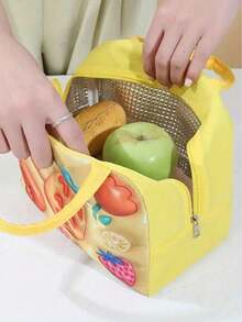 1 件女孩新款大容量午餐袋，3D 图案卡通午餐盒袋，防污、防褪色且轻便，是送礼的理想选择 - 彩色 - 查看 4