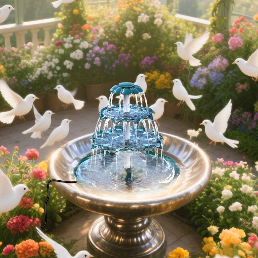 2025 New 3.5W Outdoor 3-Tier Solar Fountain, DIY Outdoor Garden Decor, Solar Bird Bath Fountain, Can Be Used As Feeder, With Detachable Waterfall And Auto Watering Function, Suitable For Garden And Patio