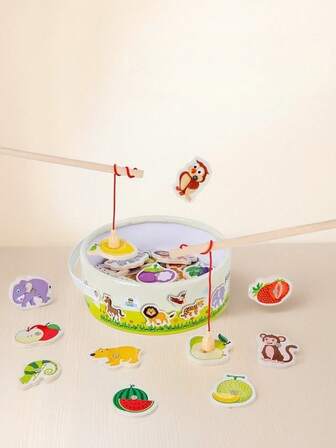 Juguete de pesca de madera para niños, rompecabezas magnético de pesca, juego interactivo divertido que desarrolla las habilidades motoras finas y la resistencia de los niños, adecuado para niños y niñas mayores de 3 años