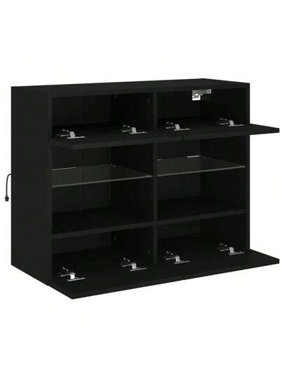 VidaXL TV Wand Unit LED Lighting 78.5x30x60.5 Cm Zwart view 8