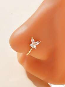 1 قطعة إبزيم أنف مرصع بالراين ستون والزركونيا بتصميم أنيق وفاخر، مناسب للاستخدام اليومي للنساء