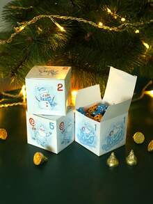 24 Stücke Weihnachts-Adventskalender Boxen 24 Tage Countdown bis Weihnachten Geschenkboxen mit Aquarellblauer Nummer Machen Sie Ihren eigenen Adventskalender Weihnachtsparty Winter Feiertags Dekorationen