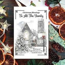 1 felicitare festivă de Crăciun pentru toți membrii familiei - felicitare de hârtie cu plic, scenă bisericească religioasă, urări de sezon, bucurie și pace, urări de sărbători, potrivită pentru oricine