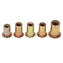 150-Piece SAE Carbon Steel Rivet Nut Kit - Flat Head Threaded Inserts Assortment (6-32/8-32/10-24/10-32/1/4-20) For Automotive & Industrial Use - Gold - View 6