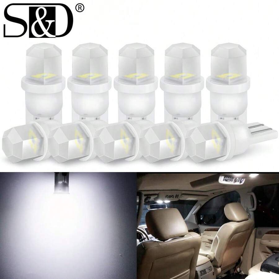 S&D 6/10/20 件陶瓷 T10 W5W LED 灯泡 194 168 LED Canbus 4SMD 3030 汽车内部灯楔形侧标志灯汽车灯 12V 白色 - 白色 - 查看 1