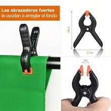 Soporte de Telón de Fondo para Fotografía, Kit de Soporte de Telón de Fondo Ajustable, con Fondo Verde/Negro/Blanco, para Estudio Fotográfico Retrato y Video (2 * 3m) - negro, blanco y verde - Ver 10