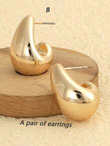 2 件/18 件金色几何独特耳环，优雅女士耳环 - 水滴C形耳環 - 查看 9