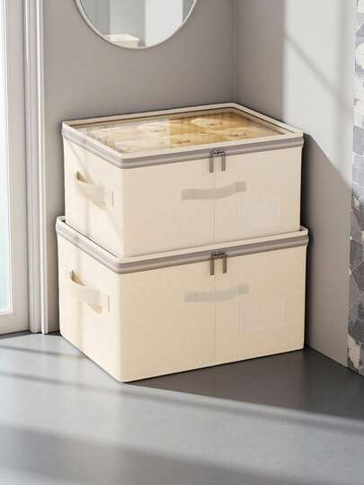 1 Stück Tianshan Baumwolle und sichtbare Schlafzimmer Kleidungsaufbewahrungsbox, verstärkte tragbare Aufbewahrungstasche für verschiedene Artikel, große Aufbewahrungsbox für den Kleiderschrank