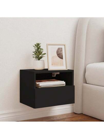 VidaXL TV Wand Unit 40x30x30 Cm, Finished Wood, Zwart view 3